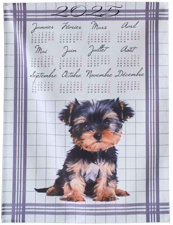 Torchon calendrier chien chat - lot de 2 (gris)