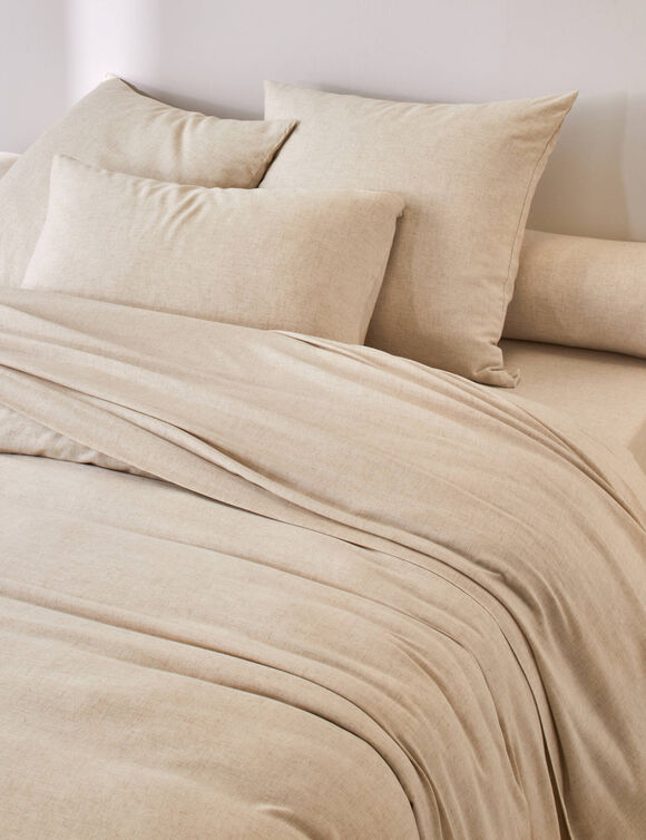 Linge de lit uni en bambou et en lin** (naturel)