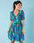 Robe courte Spécial Petites, voile imprimé (vert canard / miel)