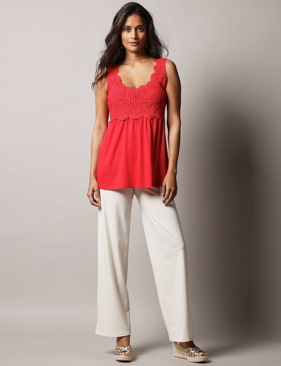 D&eacute;bardeur col rond macram&eacute; (rouge)