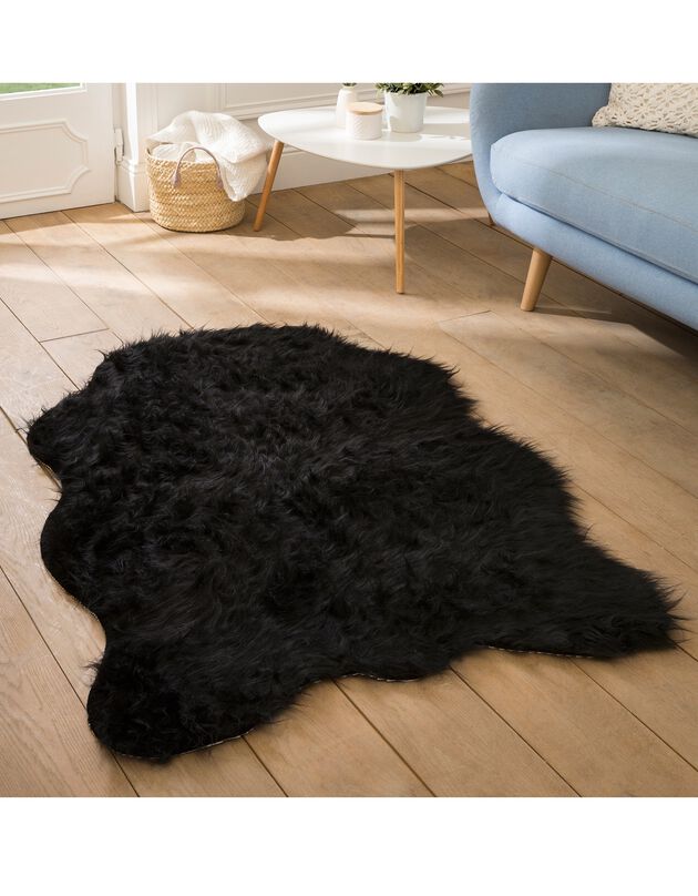 Harig tapijt in dierenvachtmodel (zwart)