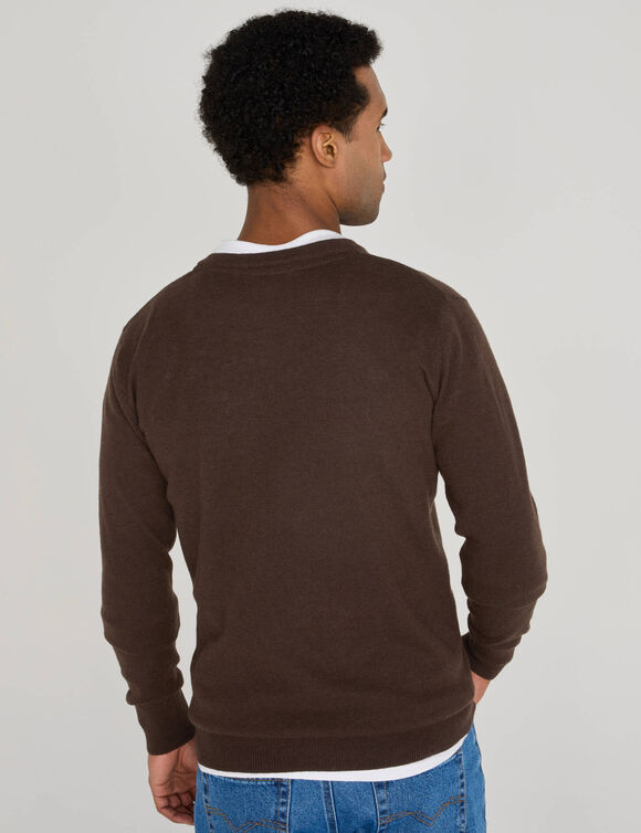 Trui met ronde hals, 80% wol (bruin)