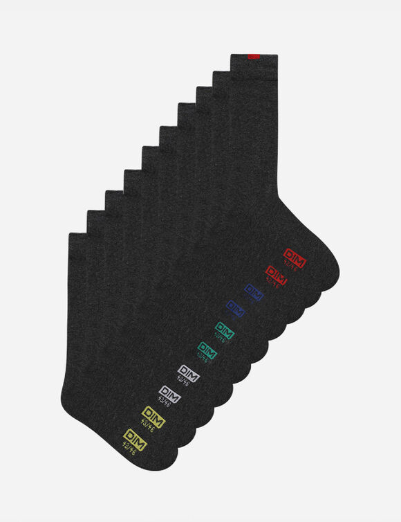 Mi-chaussettes coton m&eacute;lang&eacute; EcoDIM&reg; - lot de 5 paires (noir)