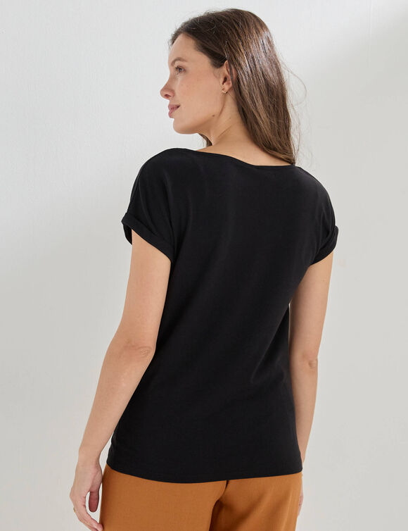 T-shirt manches courtes, imprim&eacute; arty (noir / caramel)
