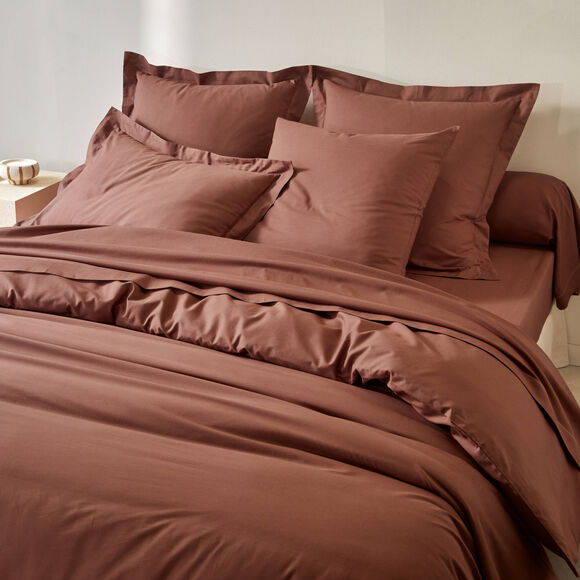 Effen bedlinnen in katoen (kaneel)