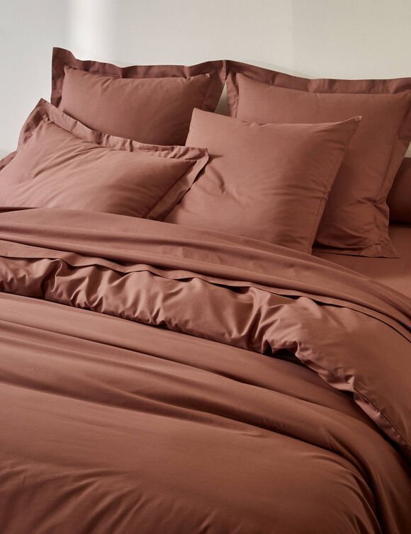 Linge de lit uni coton  (cannelle)