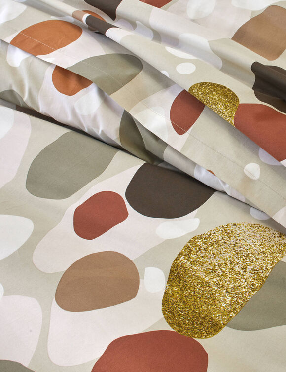 Linge de lit Bulles en coton imprim&eacute; (beige)