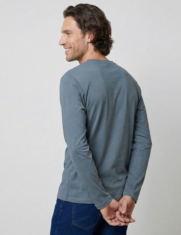 T-shirt col rond  manches longues &agrave; l'unit&eacute;. (gris)