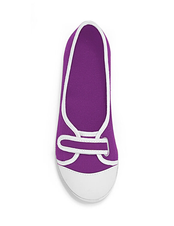 Ballerines toile (violet / blanc)