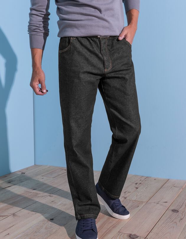 Jeans met elastische taille - binnenpijpl. 82 cm (black)