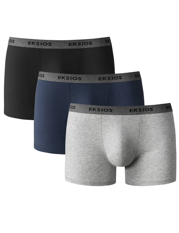 Effen, halflange shorty - set van 3 (zwart + grijsblauw + chin&eacute;grijs)