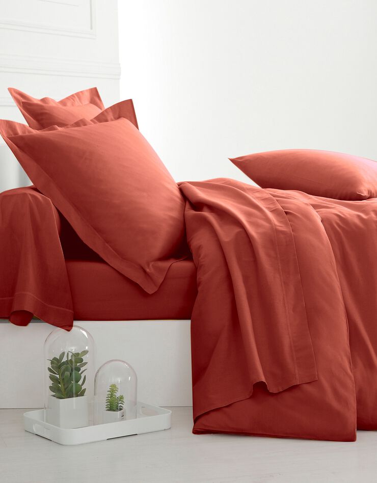 Linge de lit uni coton (terracotta)