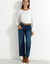 Effen T-shirt met ronde hals en lange mouwen (wit)