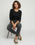 T-shirt uni col rond stretch (noir)