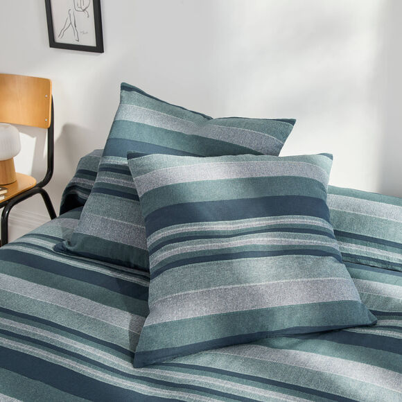 Plaid jet&eacute; multicolore coton tissage artisanal (bleu marine)