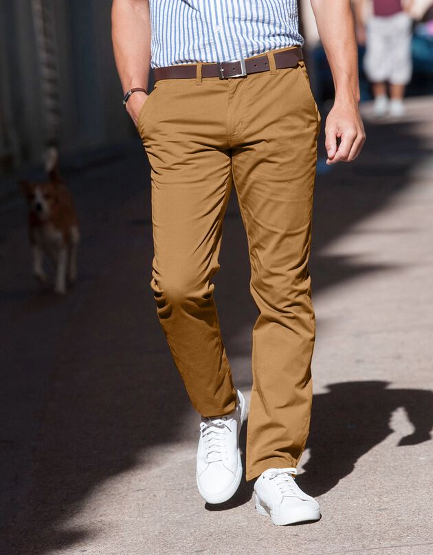 Pantalon chino uni sergé stretch grand confort (caramel)