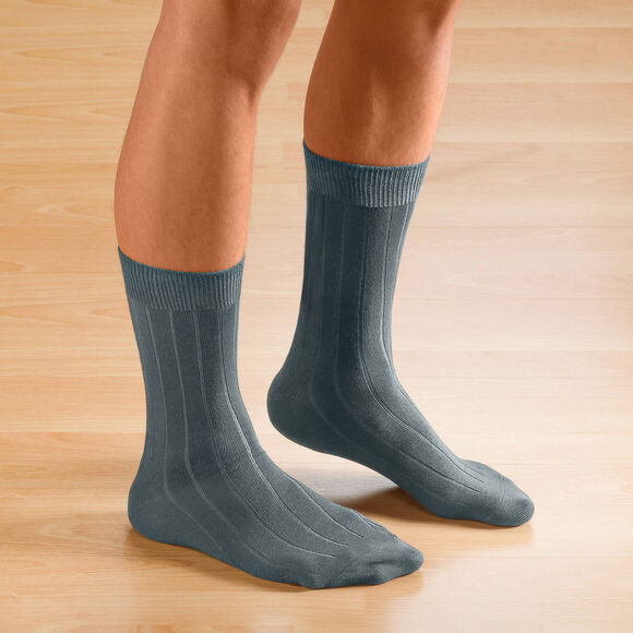 Mi-chaussettes non comprimantes - lot de 2 paires (noir + gris)