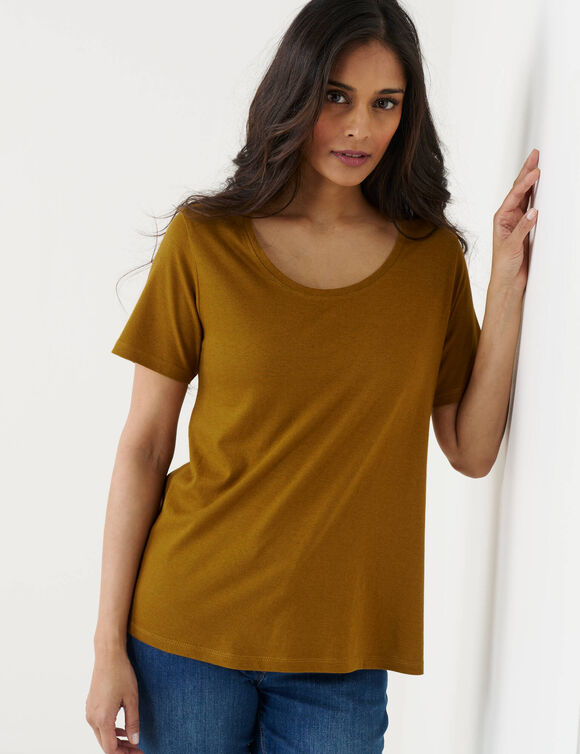 T-shirt col rond manches courtes (vert olive)