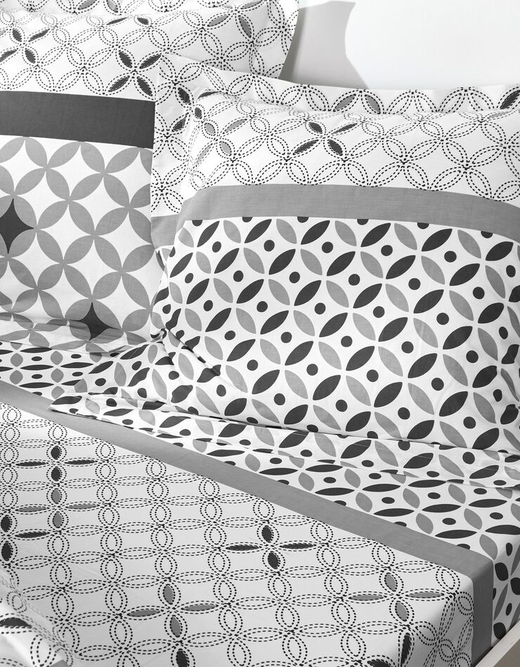 Bedlinnen Marlox in katoen met geometrische motieven (grijs / CARBONGRIJS)