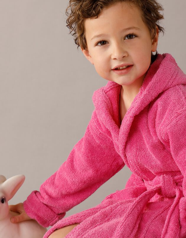 Peignoir enfant éponge bouclette à capuche (fuchsia)