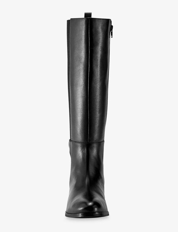 Bottes cavalières en cuir, spécial larges mollets (noir)