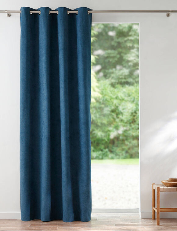Rideau occultant et isolant finition oeillets (bleu paon)