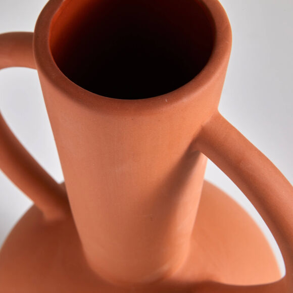 Vase rond céramique, double anses - hauteur 29,5 cm (orange)