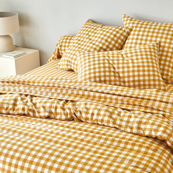 Linge de lit Lou imprimé carreaux - en coton (miel)