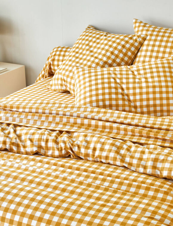 Linge de lit Lou imprimé carreaux - en coton (miel)