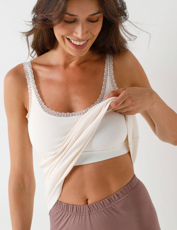 Caraco dentelle avec brassière intégrée - chaleur douce (écru)