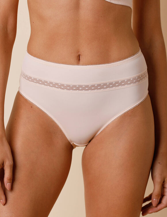 Paia microvezel en plumetis tule slip met hoge taille - set van 2 (poeder)