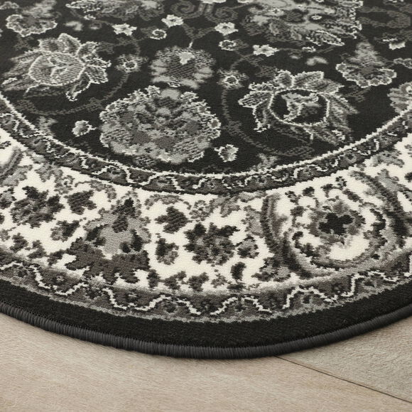 Rond tapijt met Perzisch motief (antracietgrijs)