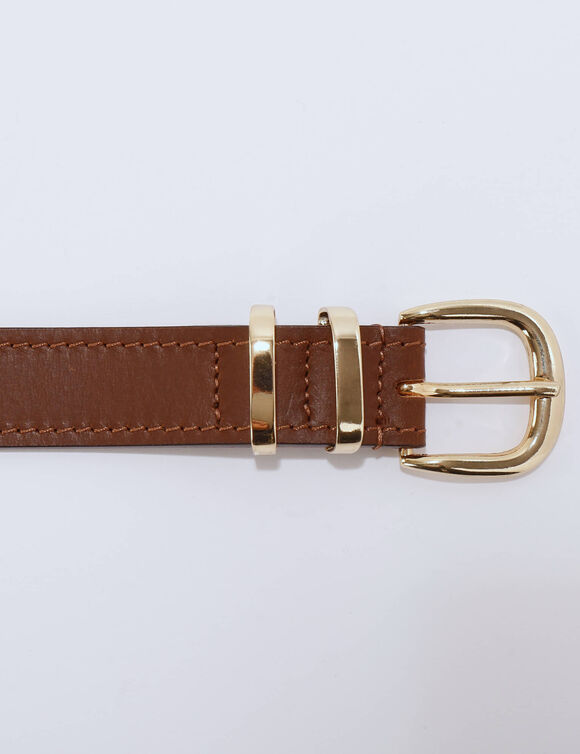 Leren riem met gesp (donkerbruin)