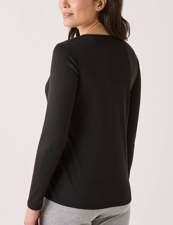 Thermisch T-shirt met ronde hals - lange mouwen (zwart)