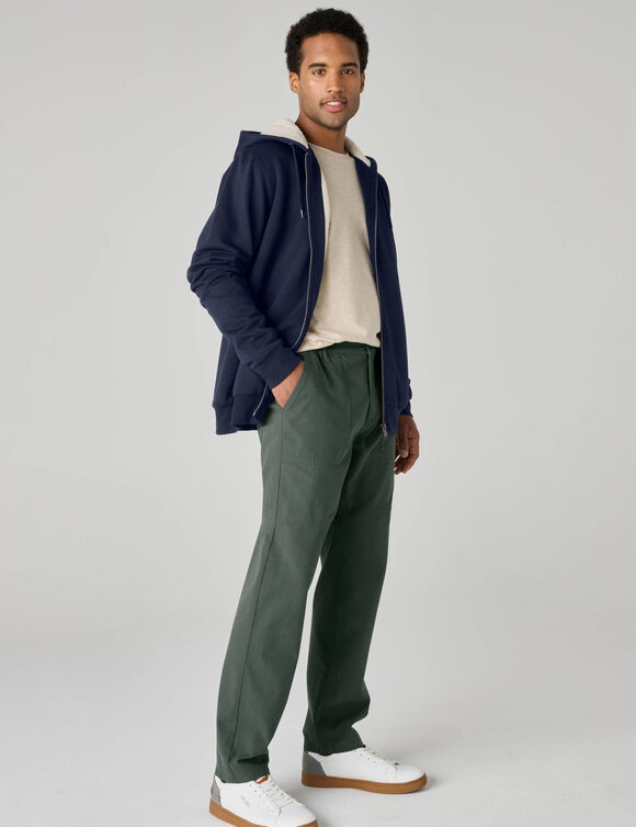 Sweat &agrave; capuche uni zipp&eacute; et fourr&eacute; (marine)