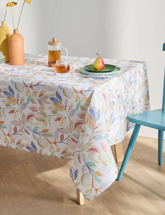 Tafellaken met bladerenprint, makkelijk onderhoud (veelkleurig)