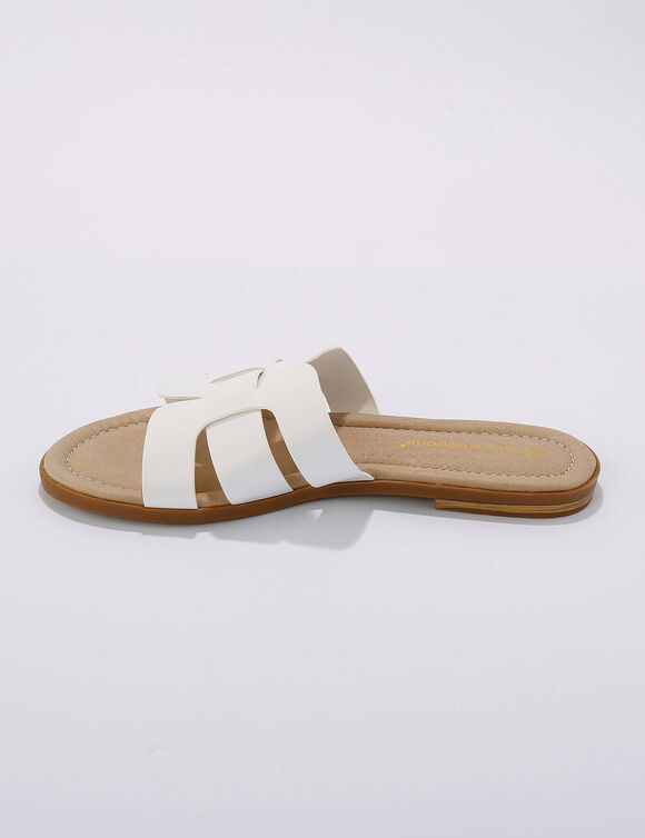 Mules plates bandes crois&eacute;es (blanc)