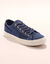 Sneakers met veters, verwassen canvas met sierstiksel (blauw)