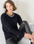 Pull maille poilue décolleté strass (noir)