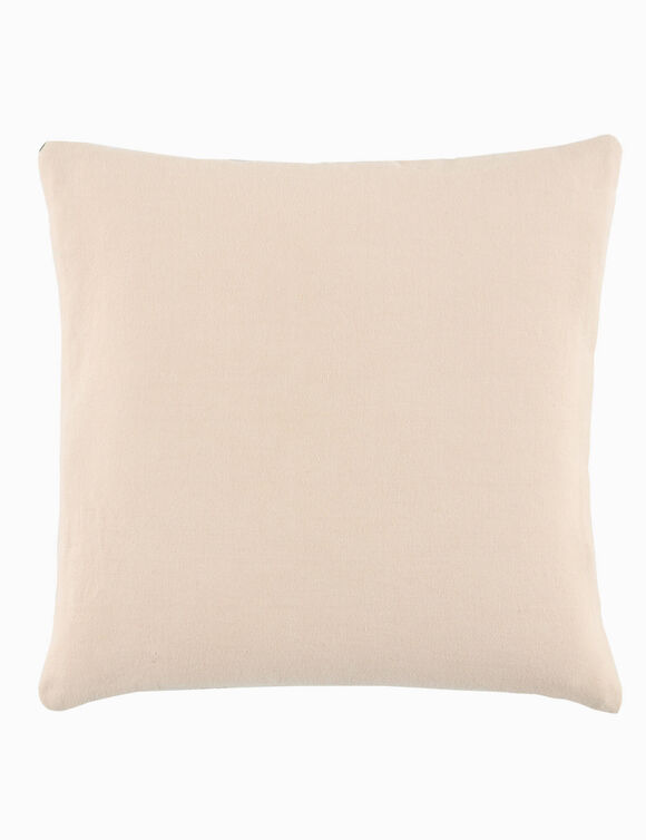 Coussin imprim&eacute; soleil et damier (vert / &eacute;cru)