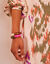 Elastische armband met buisvormige parels, set van 2 (oranje / paars)
