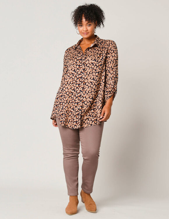 Jegging grande stature - taille élastiquée ultra confort (marron glacé)