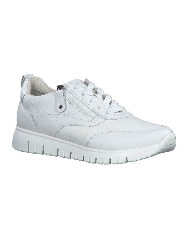 Baskets zippées en cuir - largeur confort (blanc)