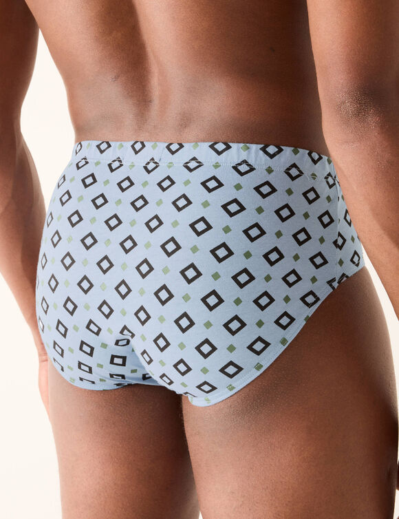 Slip met open kruis en hoge taille, bedrukt met een jacquardmotief - set van 6 (blauw + kaki + zwart)
