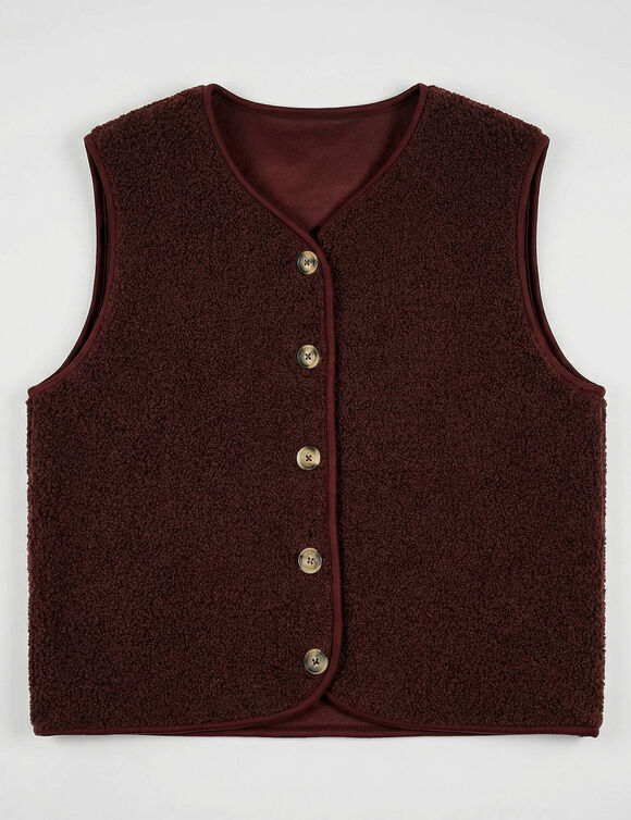 Veste sans manches, maille bouclette (chocolat)