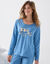 Pyjama met lange mouwen en "club dodo" konijnenprint (blauw)