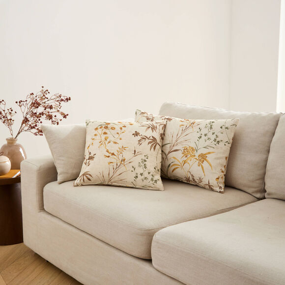 Housse de coussin imprim&eacute; feuillage - lot de 2 (&eacute;cru)