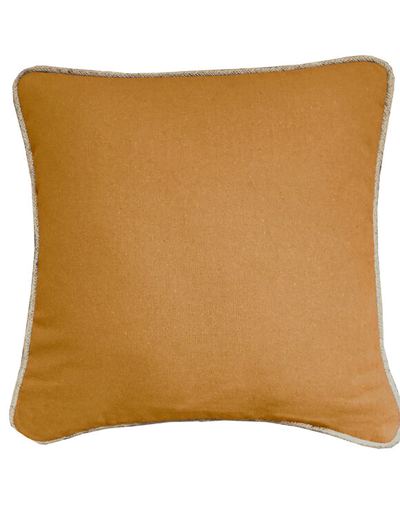 Coussin uni biais en jute  (miel)
