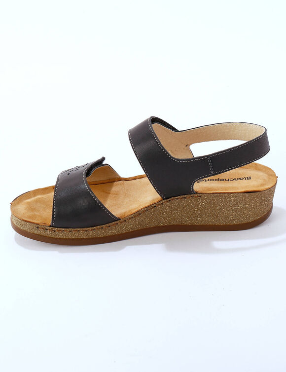 Leren sandalen met scratchsluiting, comfortbreedte (marine)
