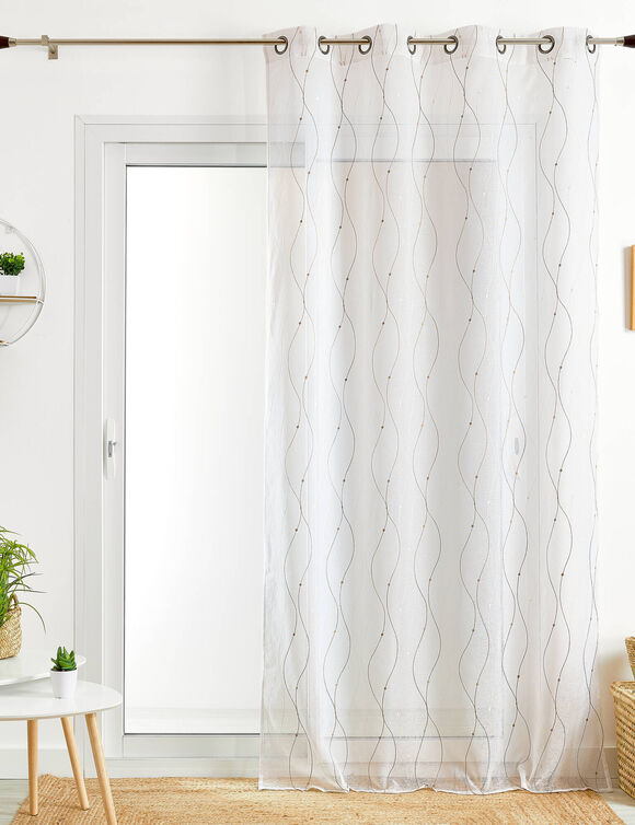 Voilage brod&eacute; serpentins (beige)